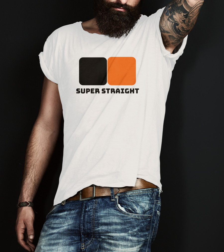 Super Straight Black Orange Square T-Shirt