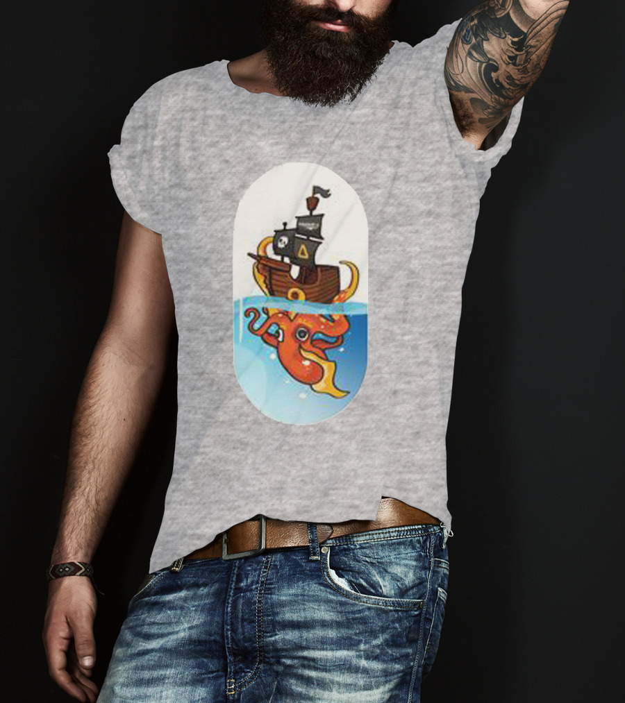 A For Adley Pirate Ship And Orange Octopus Adventure T-Shirt