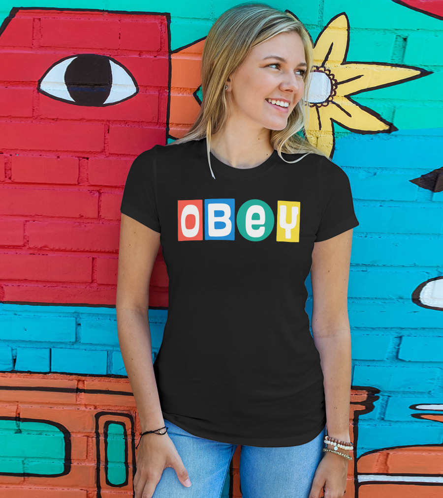 OBEY In Colorful Block Letters T-Shirt