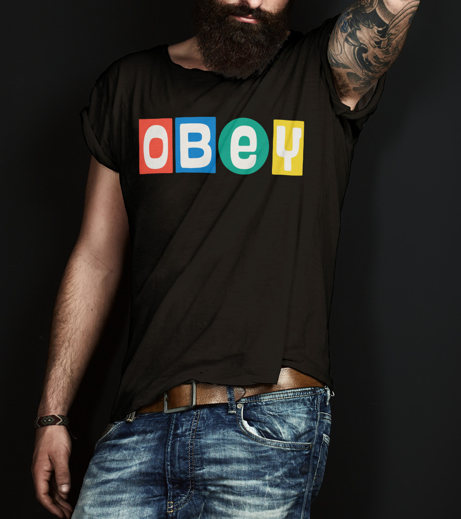 OBEY In Colorful Block Letters T-Shirt