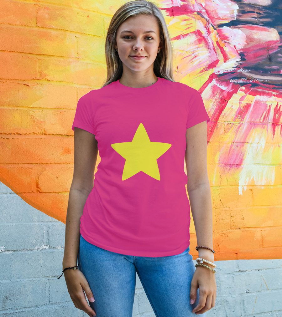 Steven Universe Yellow Star On Pink Background Cosplay T-Shirt