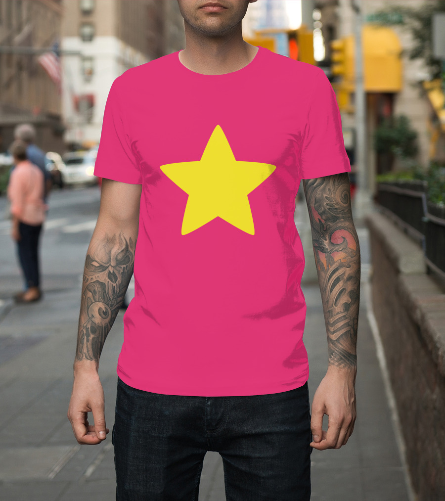 Steven Universe Yellow Star On Pink Background Cosplay T-Shirt