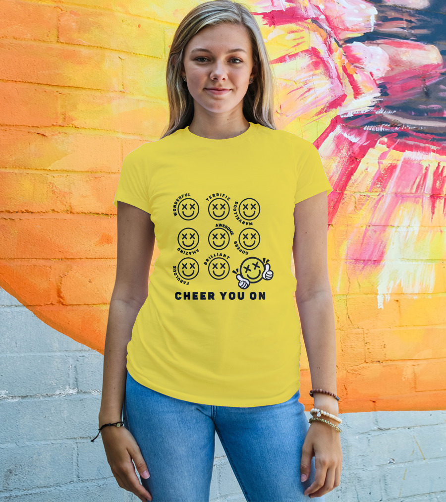 Cheer You On Gulfkanawut Marvelous Fabulous Smiley Faces T-Shirt