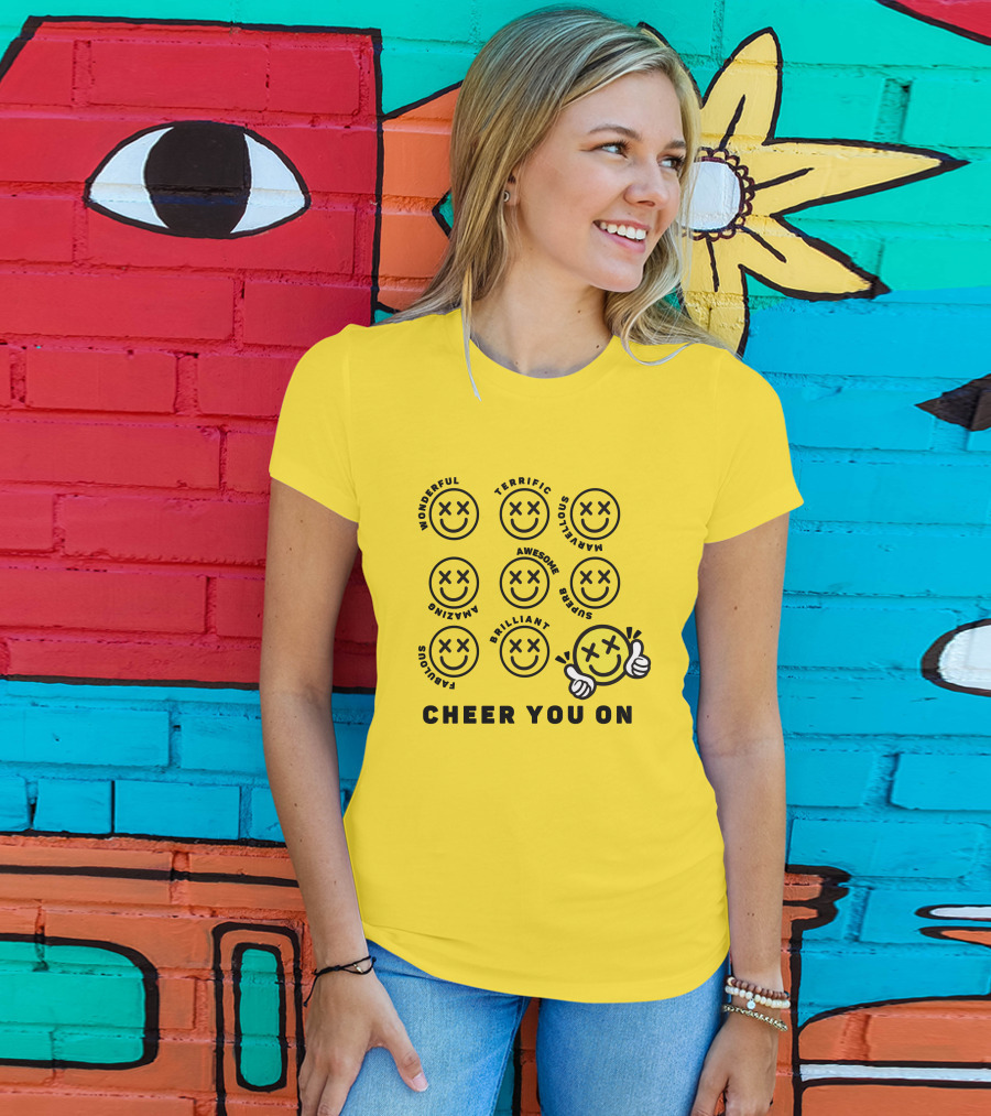 Cheer You On Gulfkanawut Marvelous Fabulous Smiley Faces T-Shirt