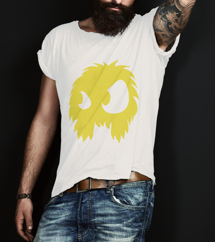 Mcq Monster Flock Mew Yellow Furry Creature Face T-Shirt