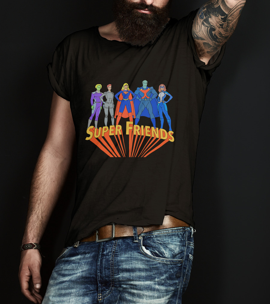 Super Friends Supergirl And Superheroes Team T-Shirt