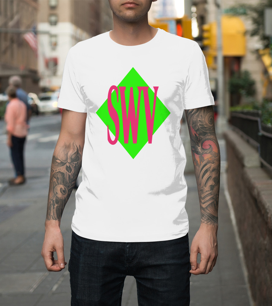 SWV Logo Neon Diamond Pink Green T-Shirt