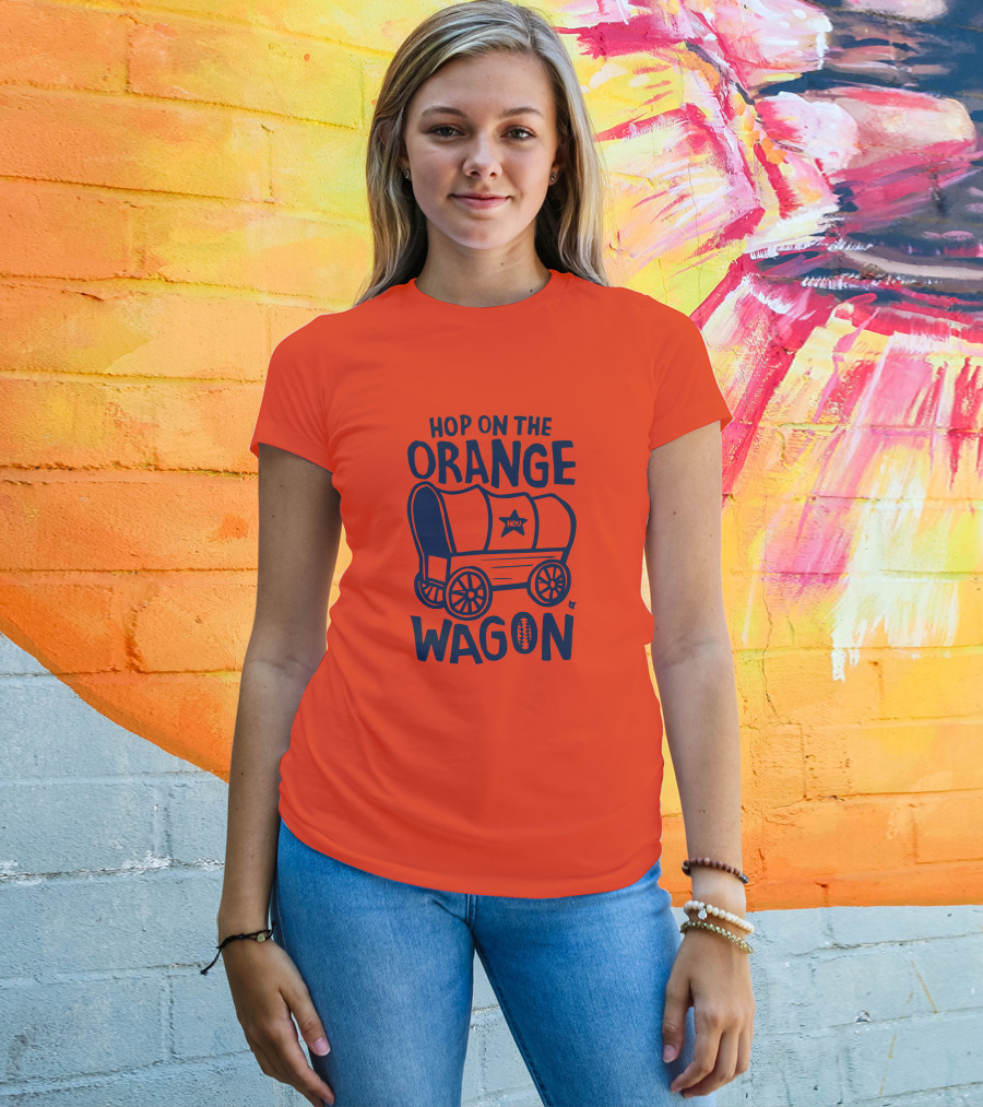 Hop On The Orange Wagon HOU Football T-Shirt