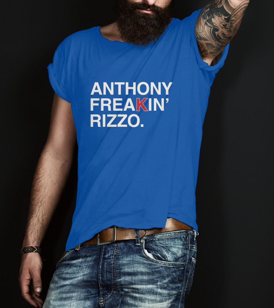 Anthony Freakin' Rizzo Bold Text Blue Background T-Shirt