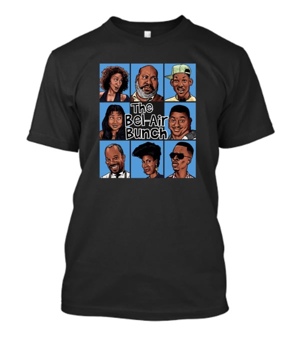 The Bel Air Bunch Characters In Comic Style Grid T-Shirt
