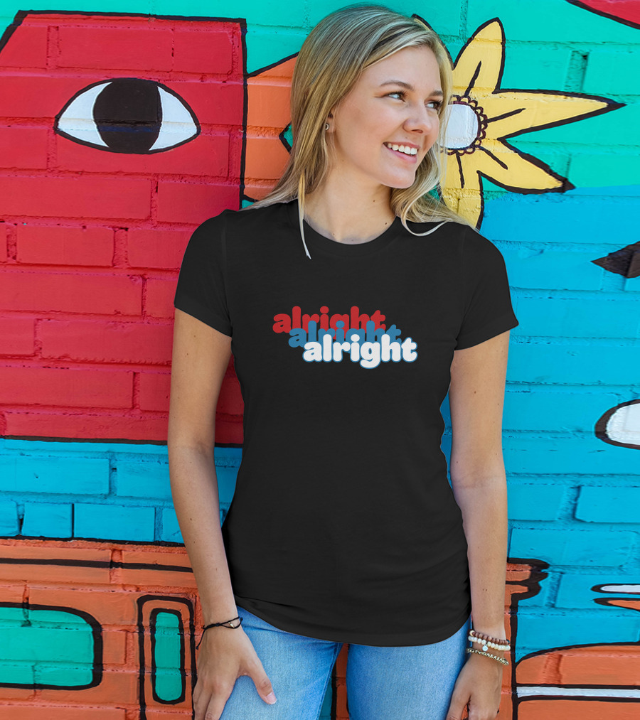 Alright Alright Alright Matthew McConaughey Retro Red Blue T-Shirt