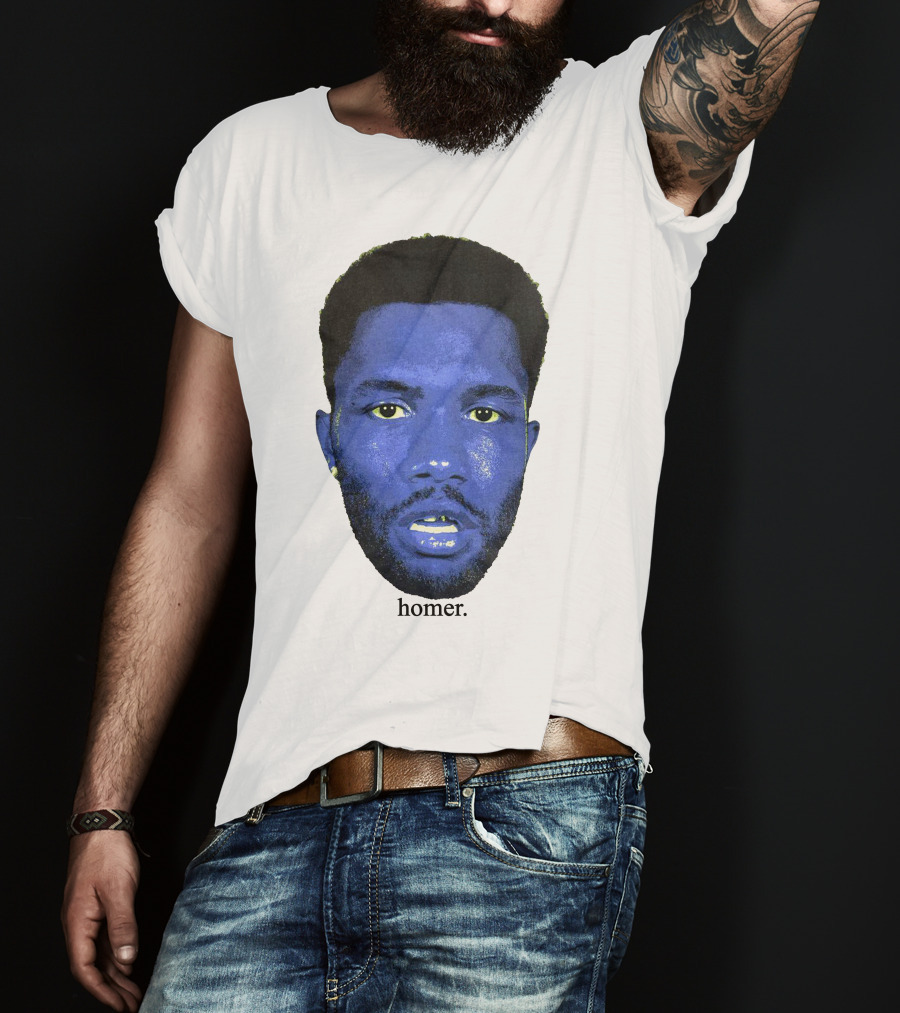 Frank Ocean Homer Bebe Boy Blue Face Typography T-Shirt