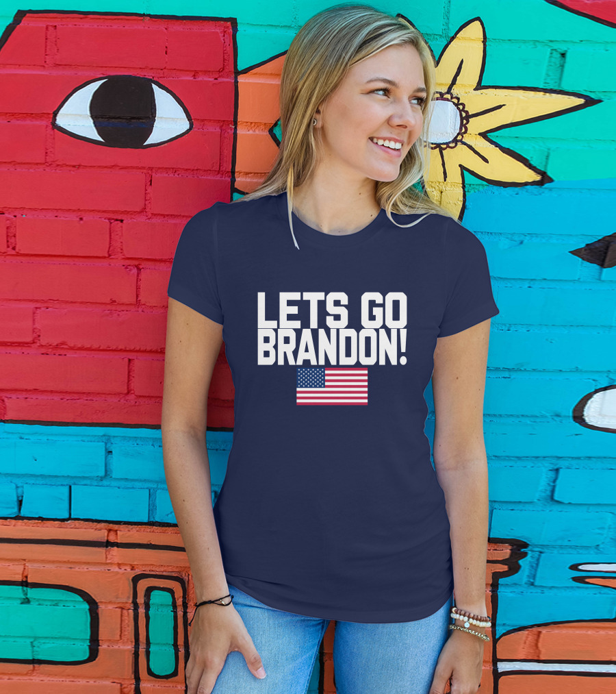 Lets Go Brandon Marine Veteran American Flag T-Shirt
