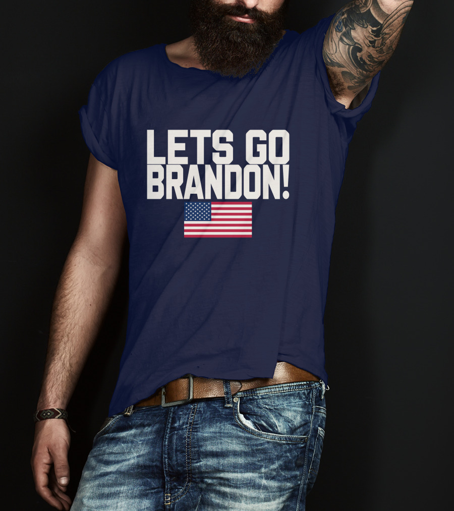 Lets Go Brandon Marine Veteran American Flag T-Shirt