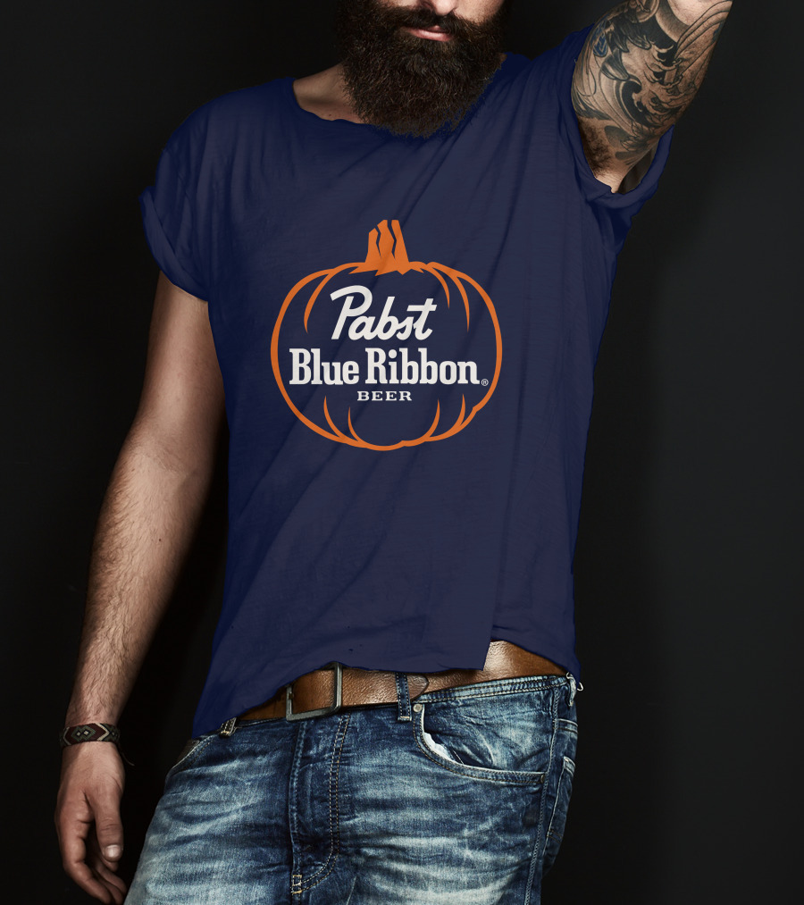 Pabst Blue Ribbon Beer Pumpkin Halloween T-Shirt