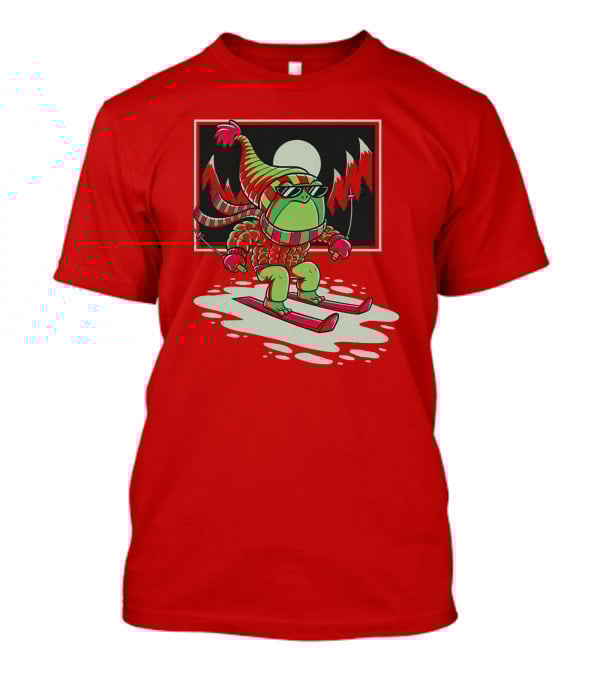 Boomerna Skifrog Merch Frog Skiing Snowy Mountains T-Shirt