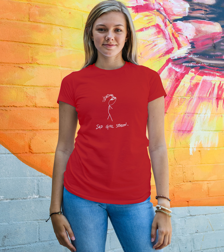 Sad Girl Season Stick Figure Drawing T-Shirt
