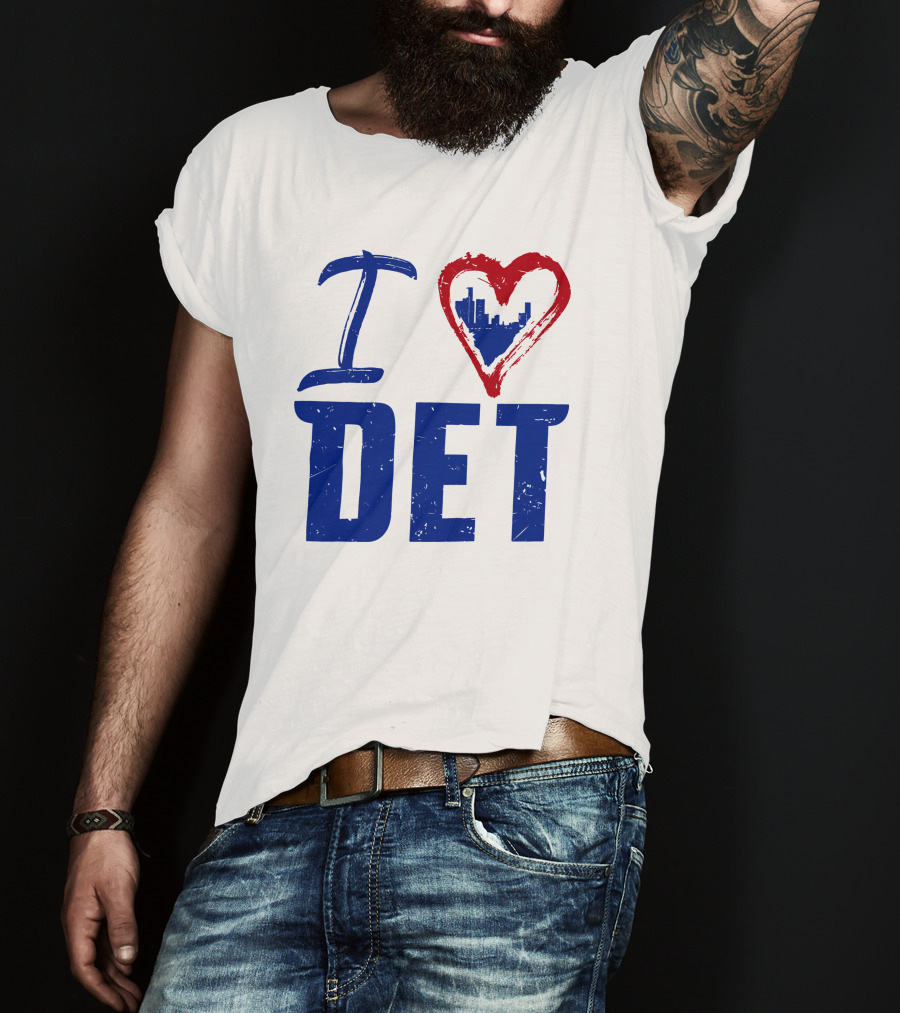 I Love DET Detroit Pistons Skyline Heart T-Shirt
