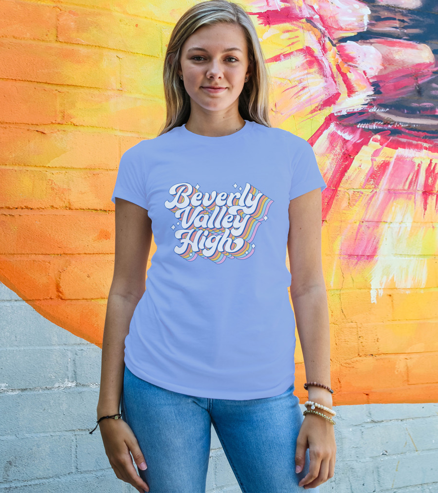 Bvh Merch Beverly Valley High Rainbow Text With Colorful Swirls T-Shirt