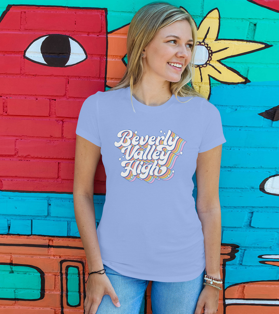 Bvh Merch Beverly Valley High Rainbow Text With Colorful Swirls T-Shirt