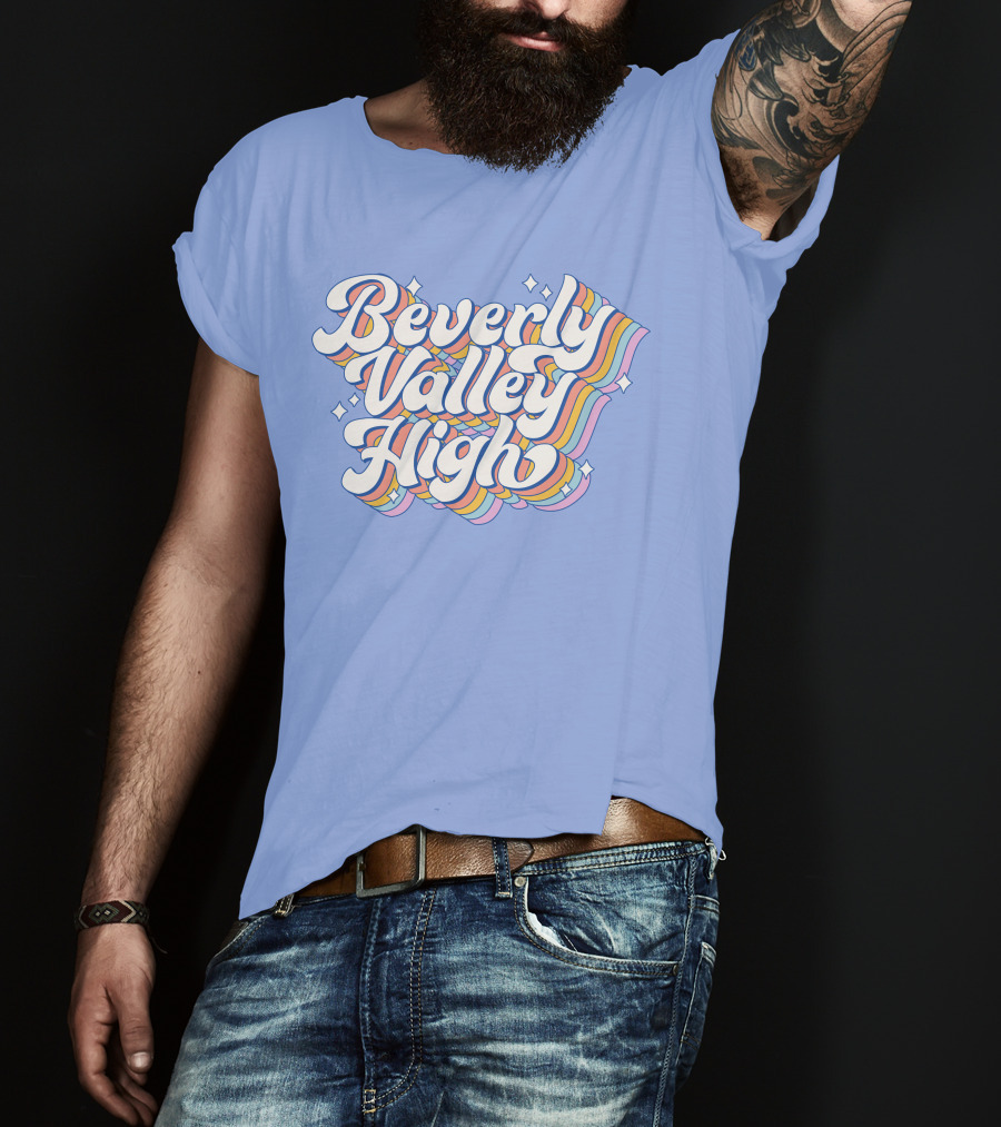Bvh Merch Beverly Valley High Rainbow Text With Colorful Swirls T-Shirt