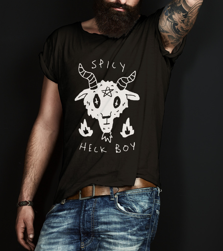 Spicy Heck Boy Goat With Pentagram And Flames T-Shirt
