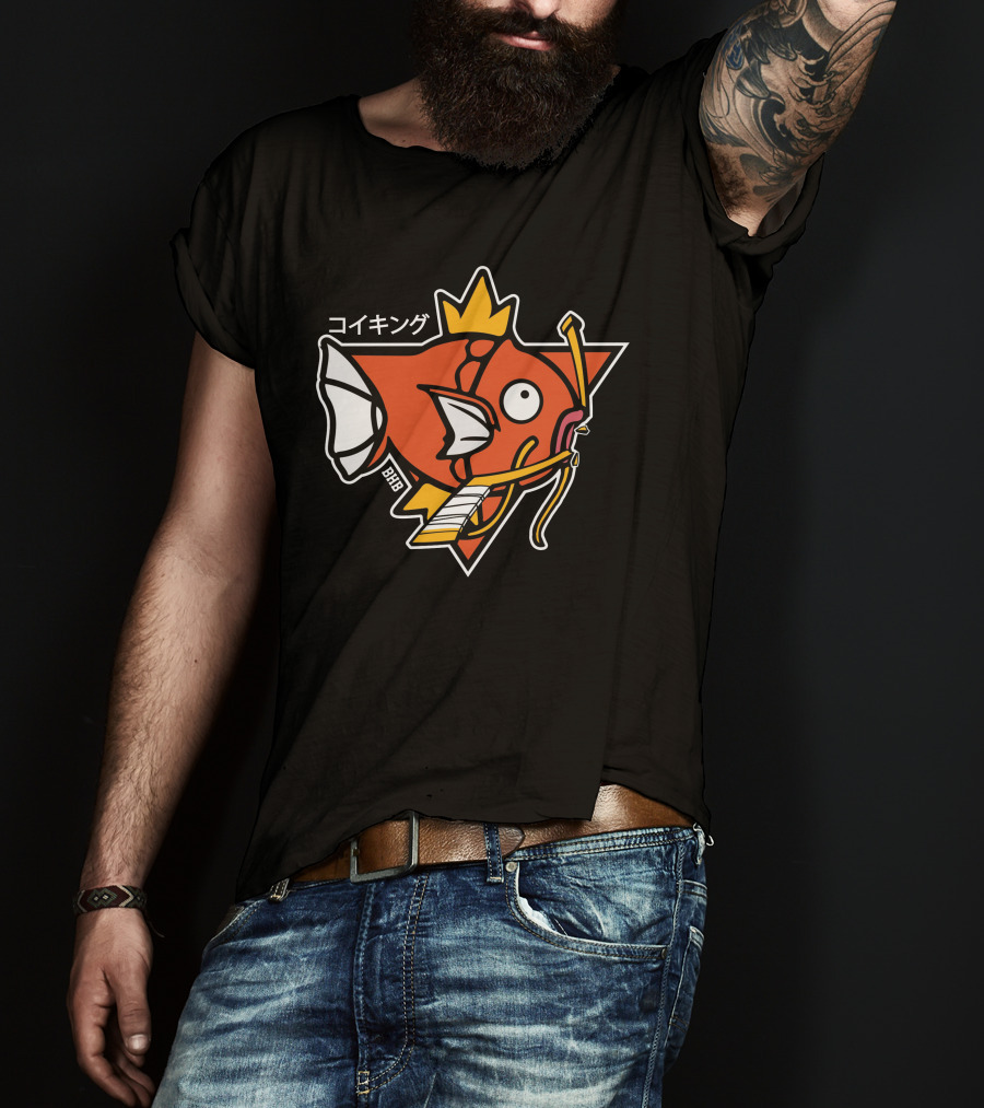 Magikarp King Fish Japanese Text Star Crown T-Shirt