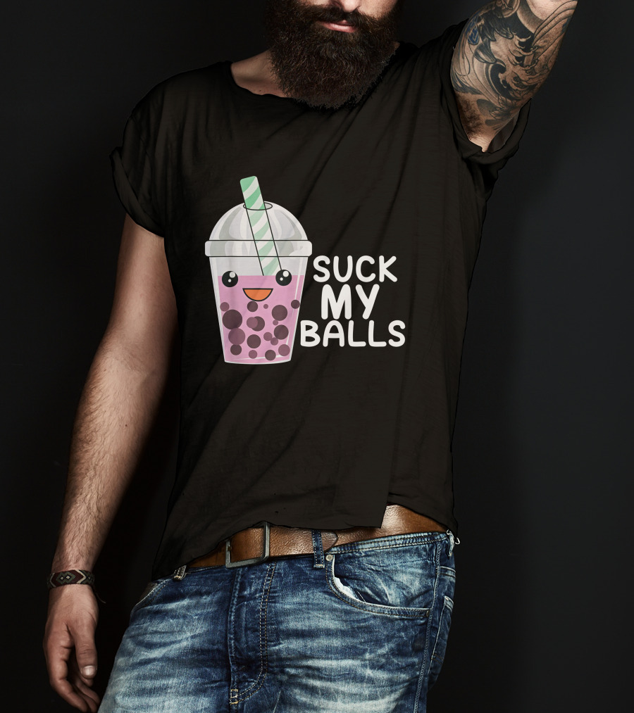 Suck My Balls Boba Tea Cute Cartoon T-Shirt
