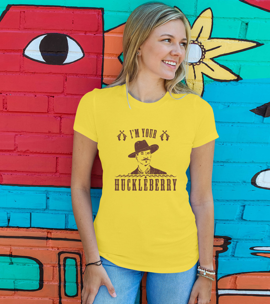 Super 70S Sports Store I'm Your Huckleberry Johnny Ringo Mustache Hat Guns T-Shirt