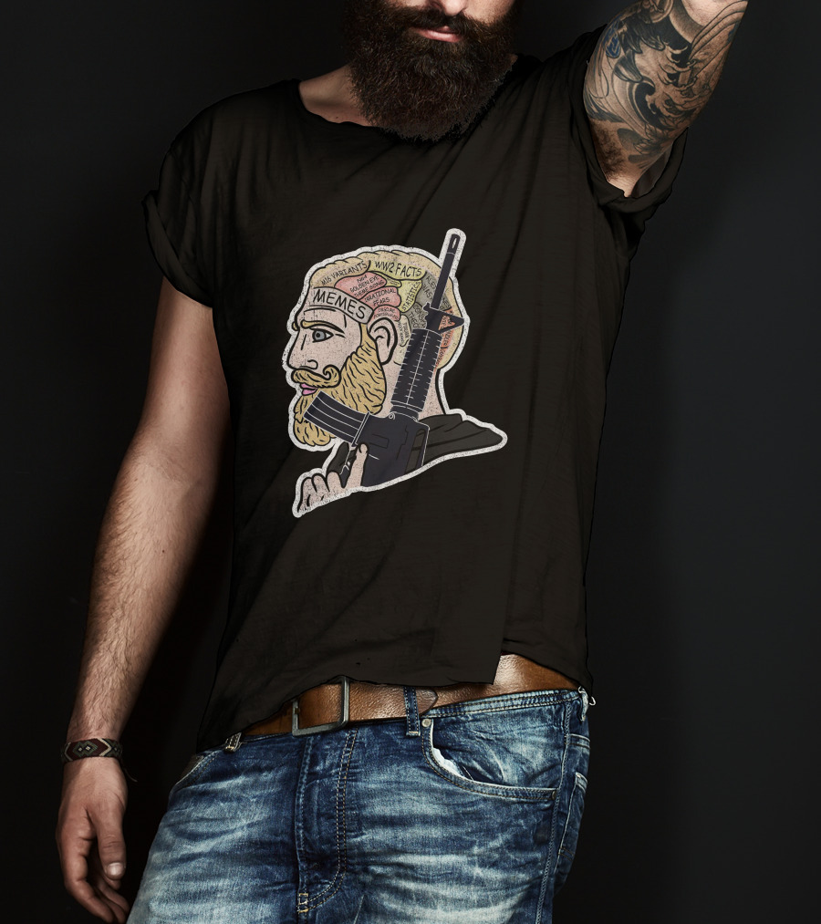 Chad Memes Phrenology Iraqveteran8888 WW2 Facts Variant Guns T-Shirt