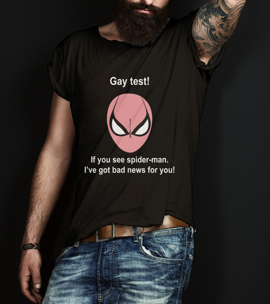 Gay Test Spider-Man Bad News Humor Meme Indiesocool T-Shirt