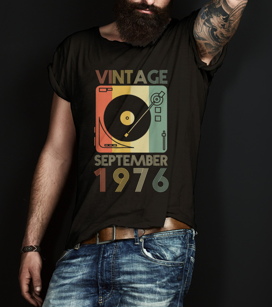 Vintage September 1976 Retro Record Player T-Shirt