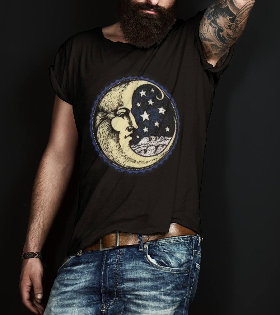 Vintage Celestial MoonMan With Stars And Face T-Shirt