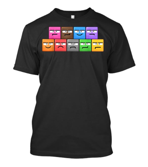Cliffside Chaos Emoji Blocks Faces T-Shirt