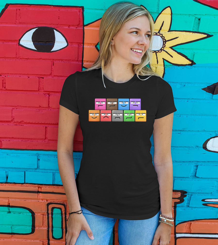 Cliffside Chaos Emoji Blocks Faces T-Shirt