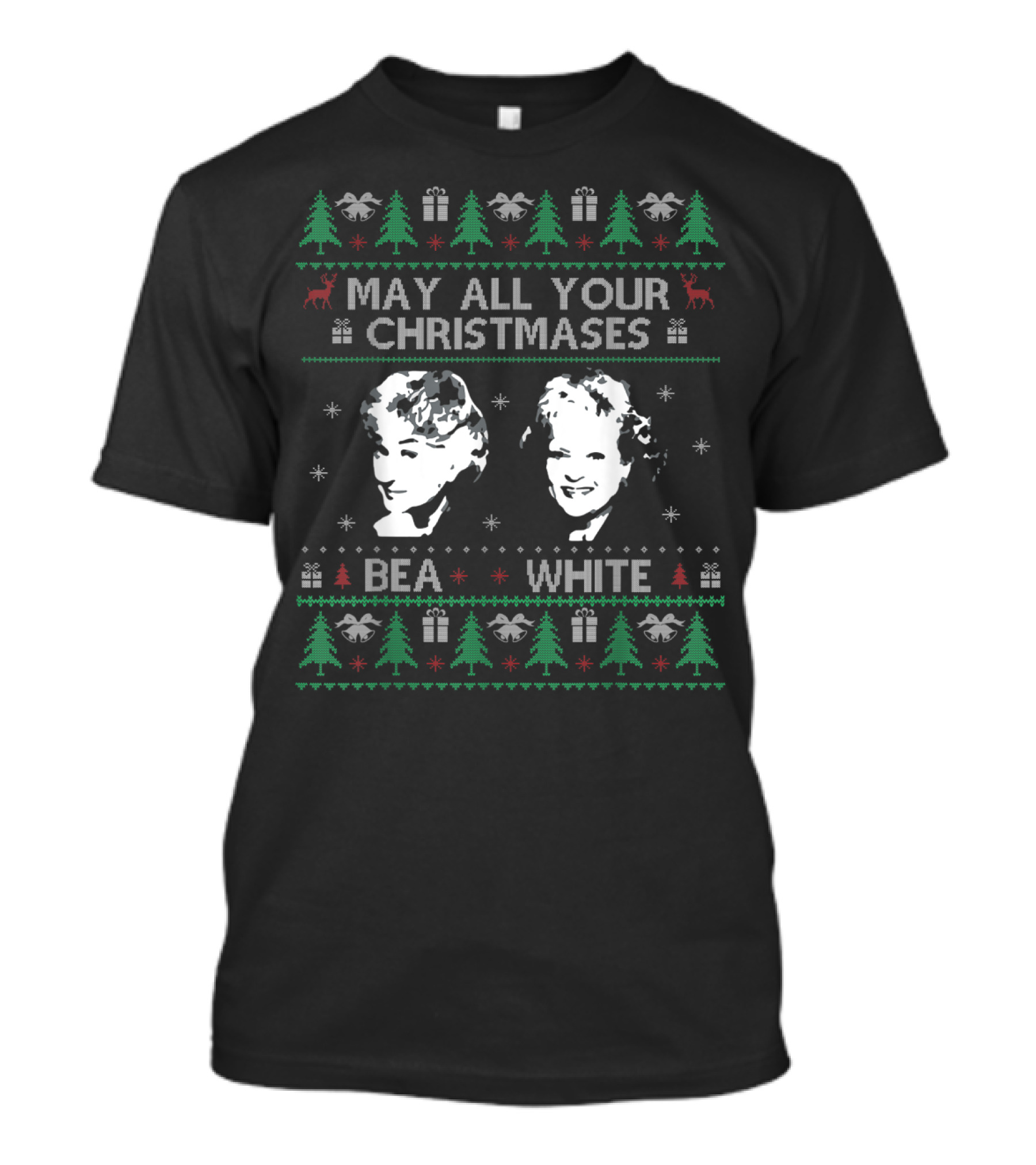May All Your Christmases Bea White With Holiday Sweater Icons T-Shirt