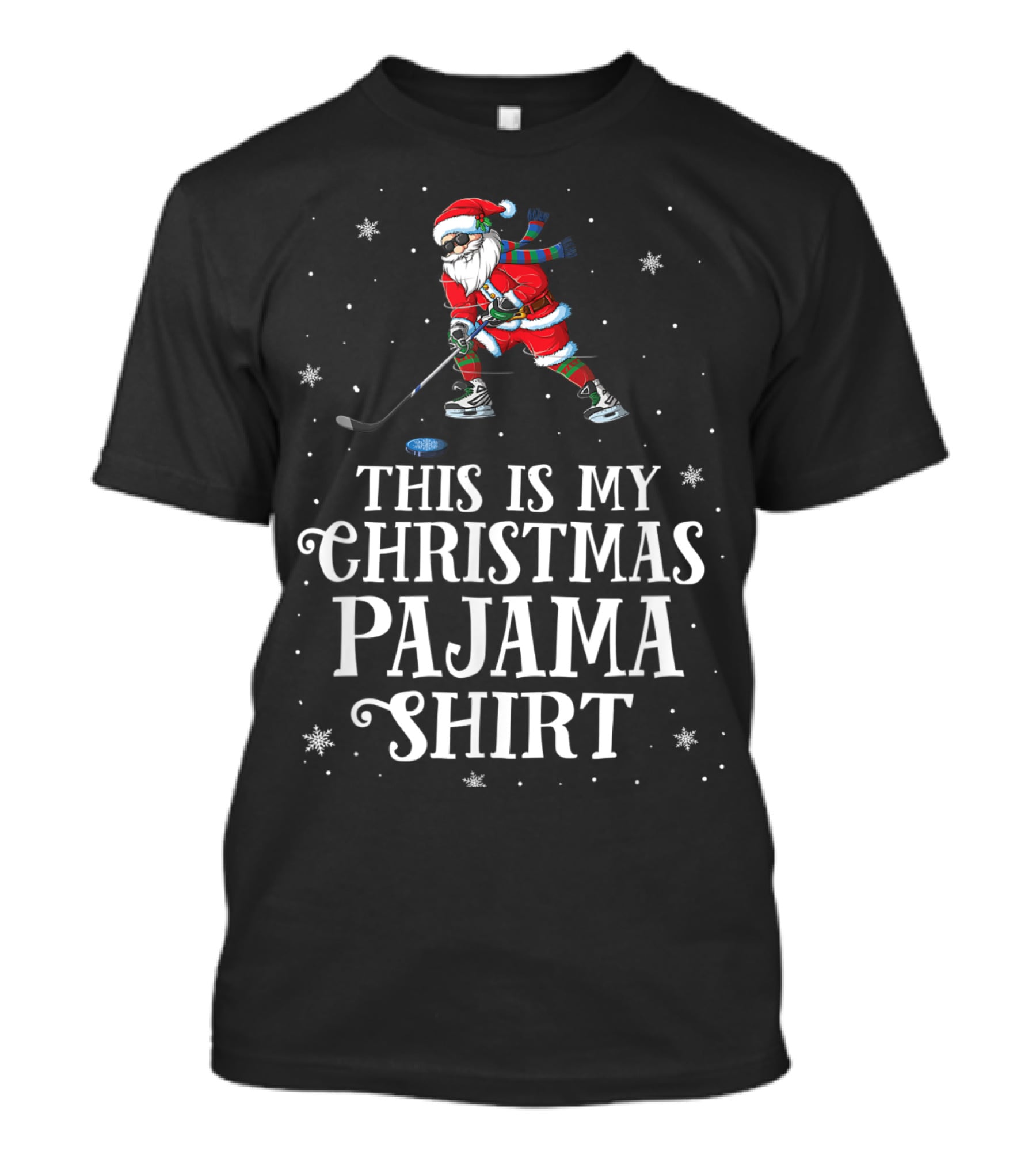 Santa Playing Hockey This Is My Christmas Pajama T-Shirt