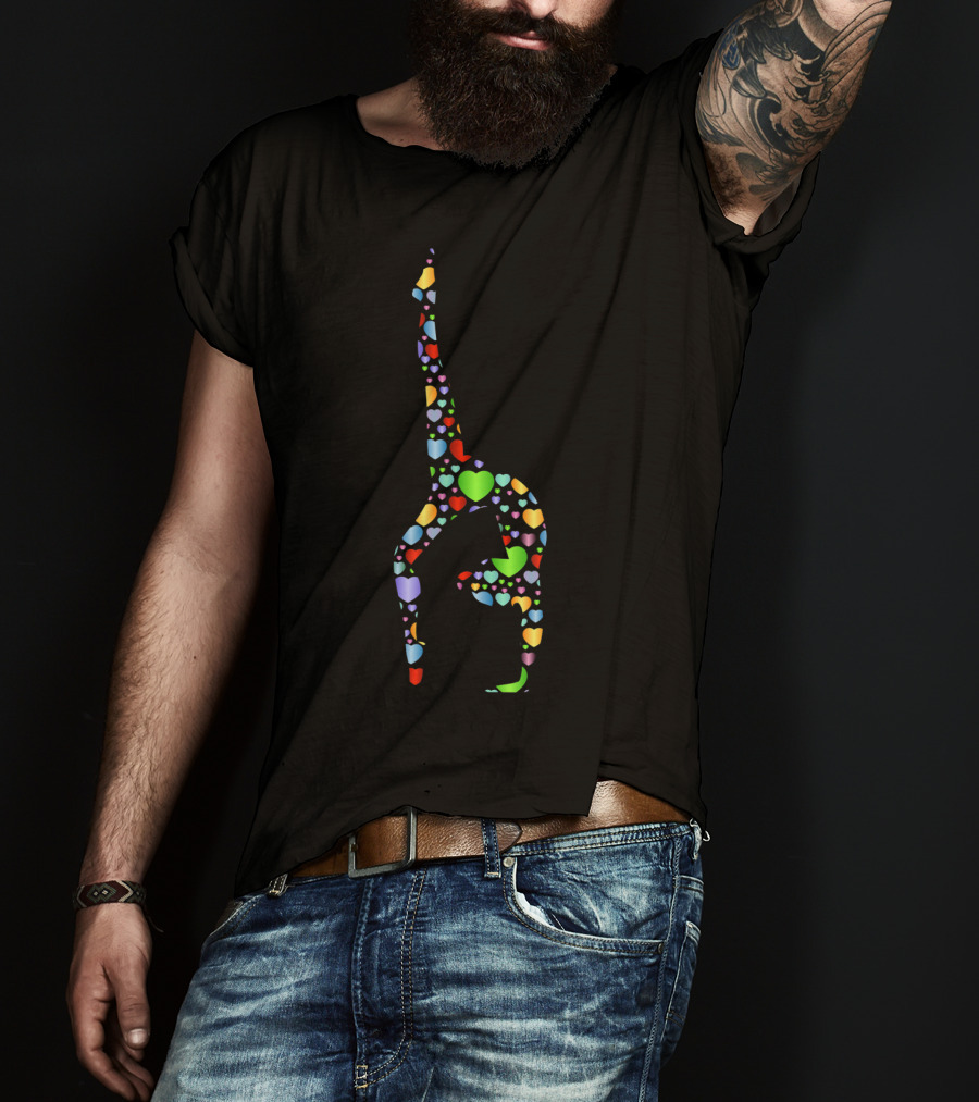 Multicolor Hearts Gymnastics Silhouette Gymnast T-Shirt