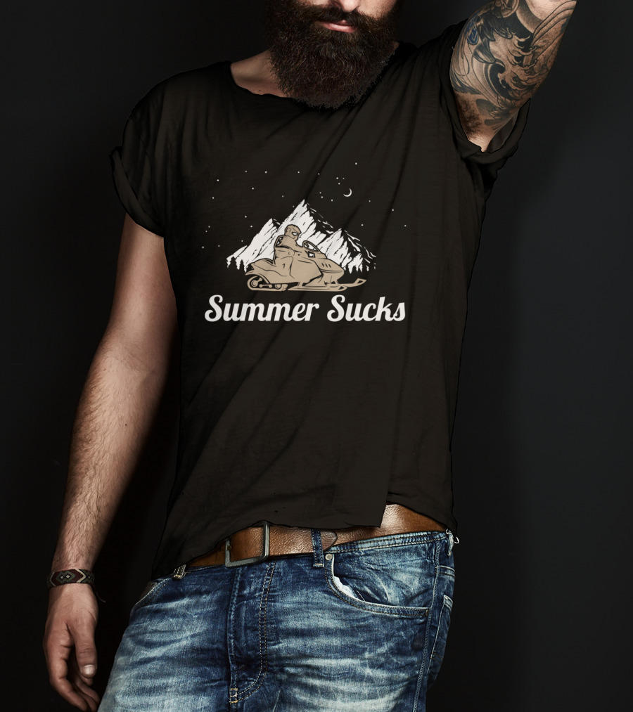 Summer Sucks Snowmobile Skidoo Winter Sports Adventure T-Shirt