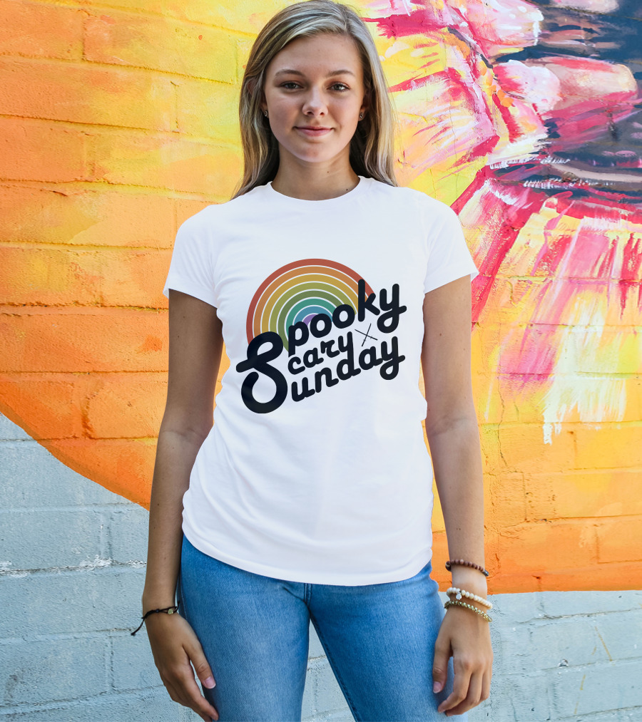 CoryxKenshin Spooky Scary Sunday Retro Rainbow T-Shirt