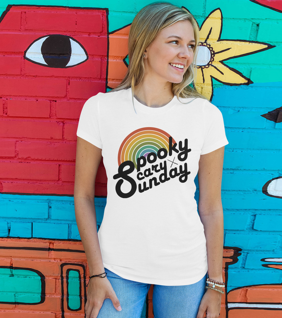 CoryxKenshin Spooky Scary Sunday Retro Rainbow T-Shirt