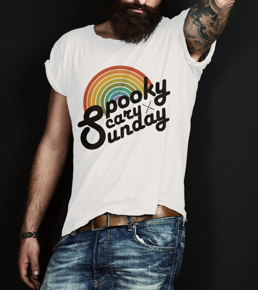 CoryxKenshin Spooky Scary Sunday Retro Rainbow T-Shirt