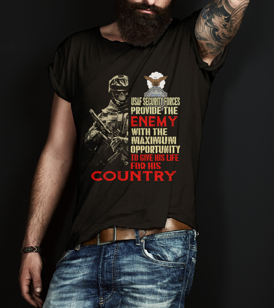 Usaf Security Forces Enemy Maximum Opportunity Country T-Shirt