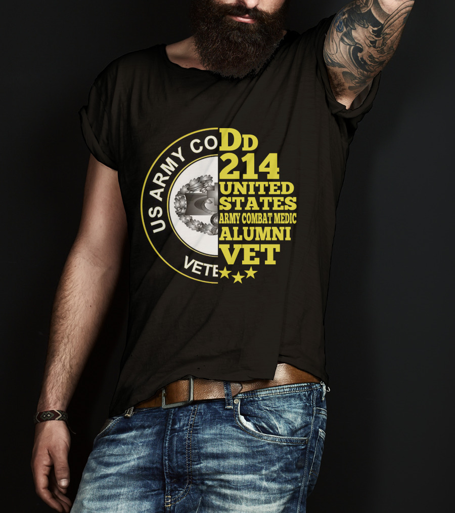 Dd 214 United States Army Combat Medic Alumni Vet Us Army Combat Veteran T-Shirt