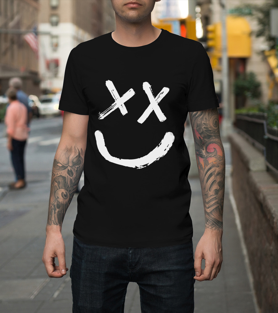 Reverse Smile Distressed Face T-Shirt
