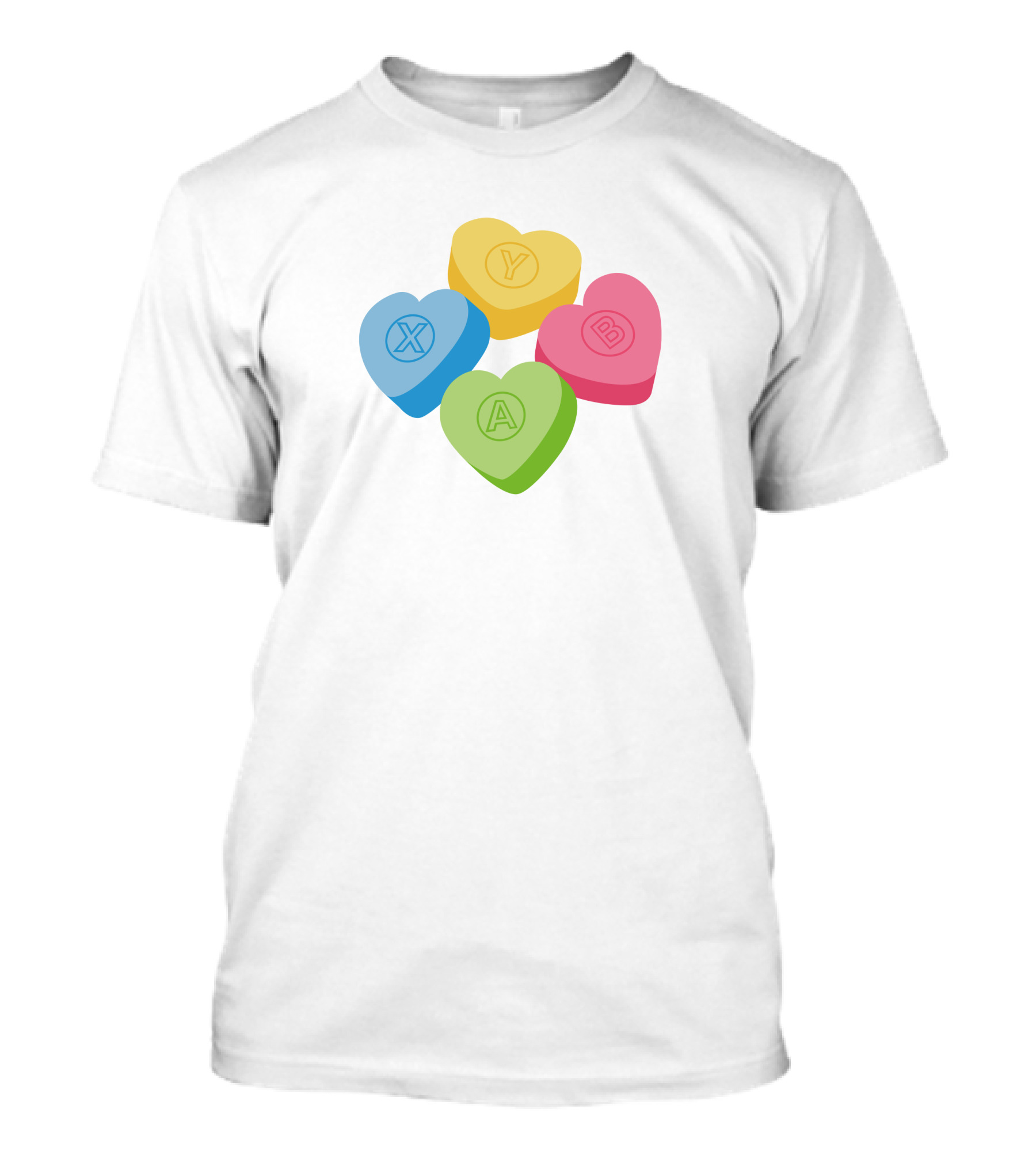 X Y A B Candy Hearts Valentine's Crew Neck T-Shirt