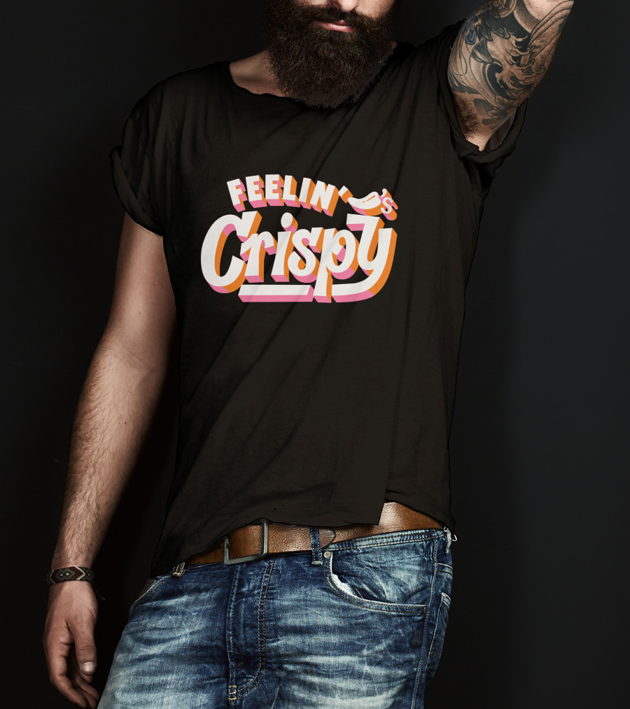 Feelin's Crispy Vibrant 3D Text Logo Beer Bar T-Shirt