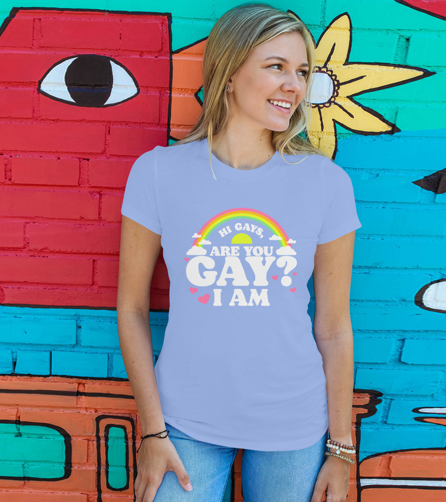 Chrissy Chlapecka Merch Hi Gays Are You Gay I Am With Rainbow And Hearts T-Shirt
