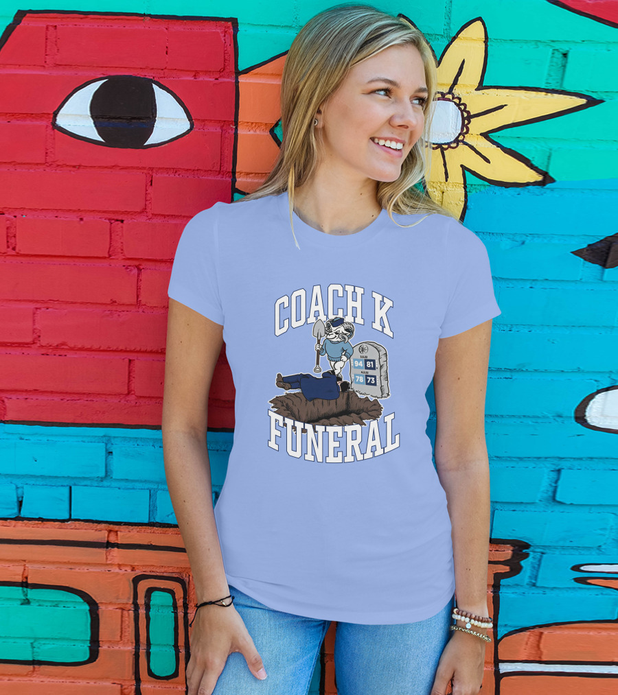 Coach K Funeral Blue Devil Gravesite Shovel Tombstone Basketball Numbers T-Shirt
