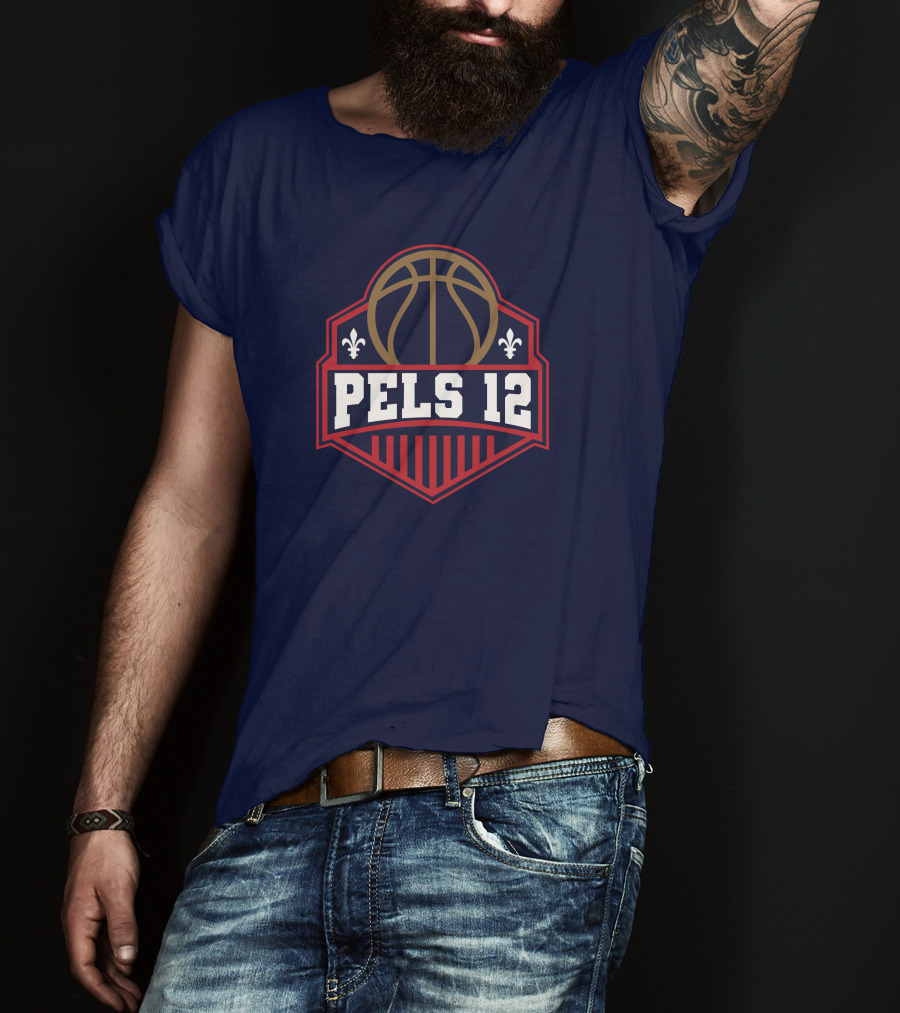 Pels 12 Basketball Fleur-de-lis Emblem T-Shirt